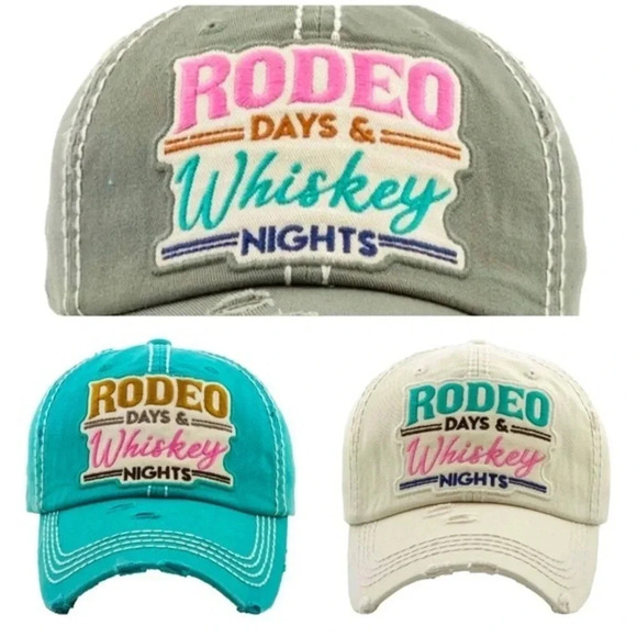 Boutique Rodeo Days & Whiskey Nights baseball cap boho western - Picture 1 of 5